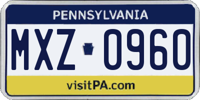 PA license plate MXZ0960