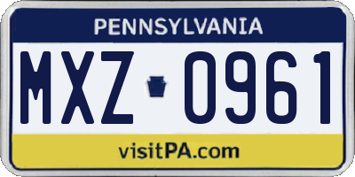 PA license plate MXZ0961