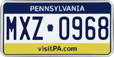 PA license plate MXZ0968
