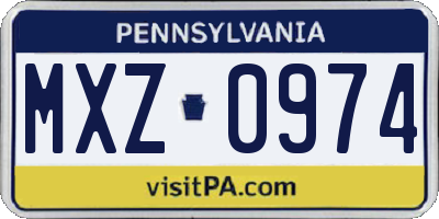 PA license plate MXZ0974
