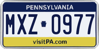 PA license plate MXZ0977