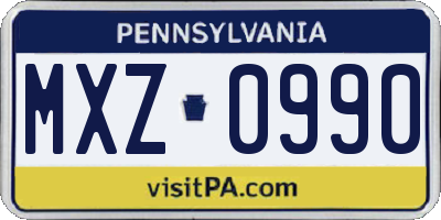 PA license plate MXZ0990