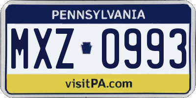 PA license plate MXZ0993