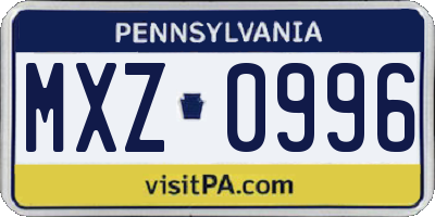 PA license plate MXZ0996
