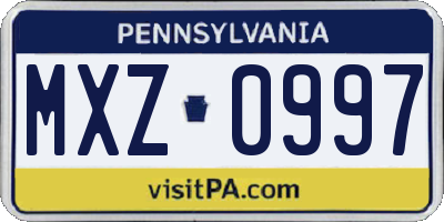 PA license plate MXZ0997
