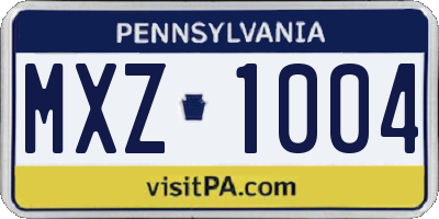 PA license plate MXZ1004