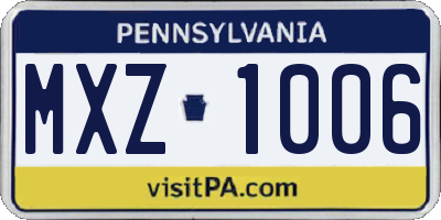 PA license plate MXZ1006
