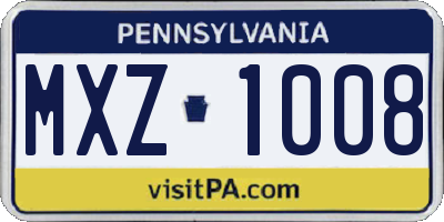 PA license plate MXZ1008