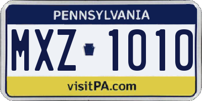 PA license plate MXZ1010