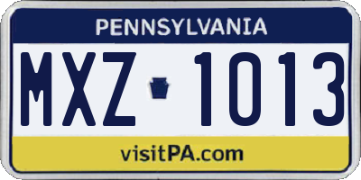 PA license plate MXZ1013