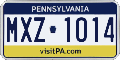 PA license plate MXZ1014