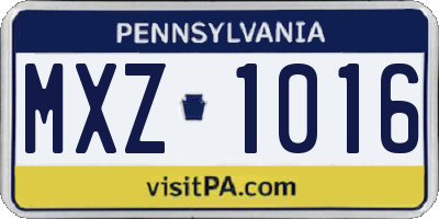 PA license plate MXZ1016