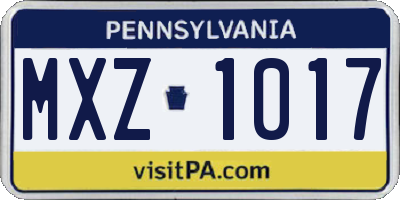PA license plate MXZ1017