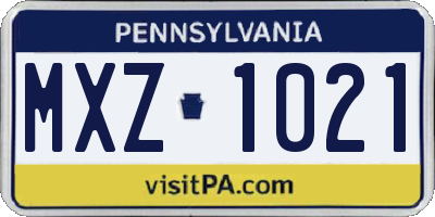 PA license plate MXZ1021