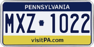 PA license plate MXZ1022