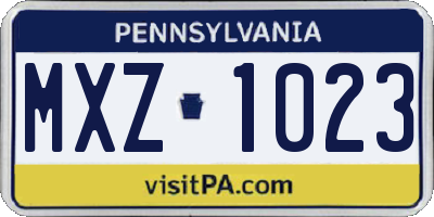 PA license plate MXZ1023