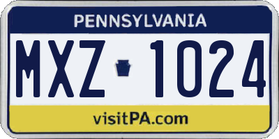 PA license plate MXZ1024