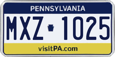 PA license plate MXZ1025