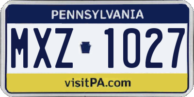 PA license plate MXZ1027