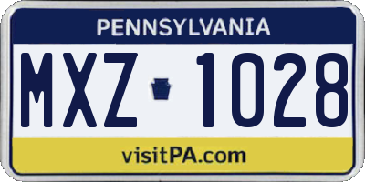 PA license plate MXZ1028