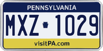 PA license plate MXZ1029