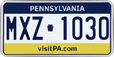PA license plate MXZ1030