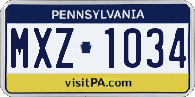 PA license plate MXZ1034