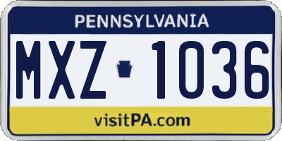 PA license plate MXZ1036