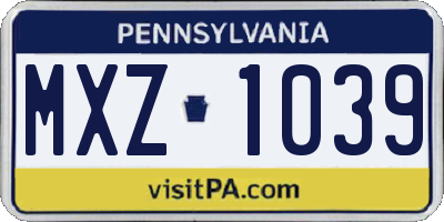 PA license plate MXZ1039