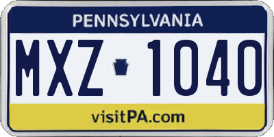 PA license plate MXZ1040