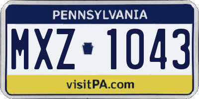 PA license plate MXZ1043