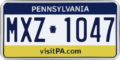 PA license plate MXZ1047