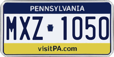 PA license plate MXZ1050