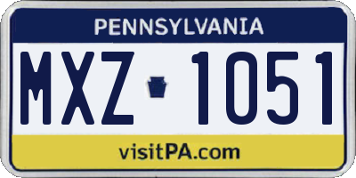 PA license plate MXZ1051