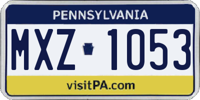 PA license plate MXZ1053