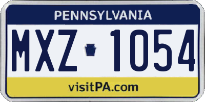 PA license plate MXZ1054