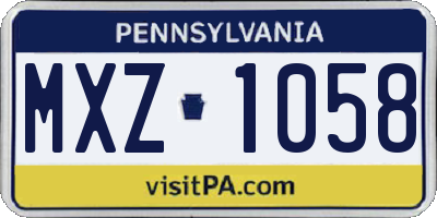 PA license plate MXZ1058