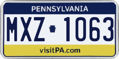 PA license plate MXZ1063