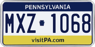 PA license plate MXZ1068