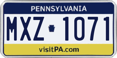 PA license plate MXZ1071