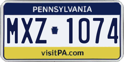 PA license plate MXZ1074