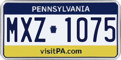 PA license plate MXZ1075