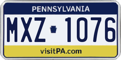 PA license plate MXZ1076