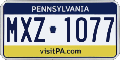 PA license plate MXZ1077