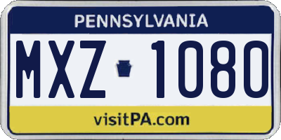 PA license plate MXZ1080