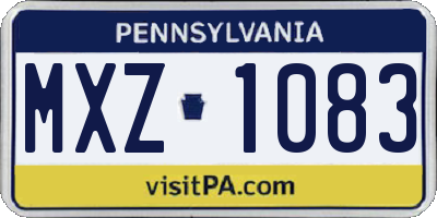 PA license plate MXZ1083
