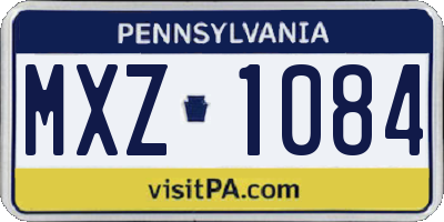 PA license plate MXZ1084