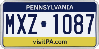 PA license plate MXZ1087