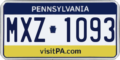 PA license plate MXZ1093