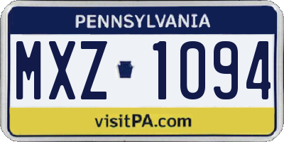 PA license plate MXZ1094